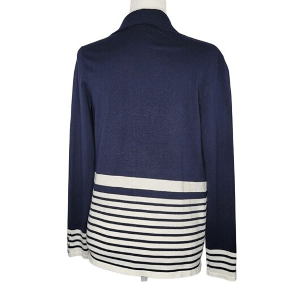 Roz & Ali Blue & White Long Sleeve Cardigan - Picture 7 of 12